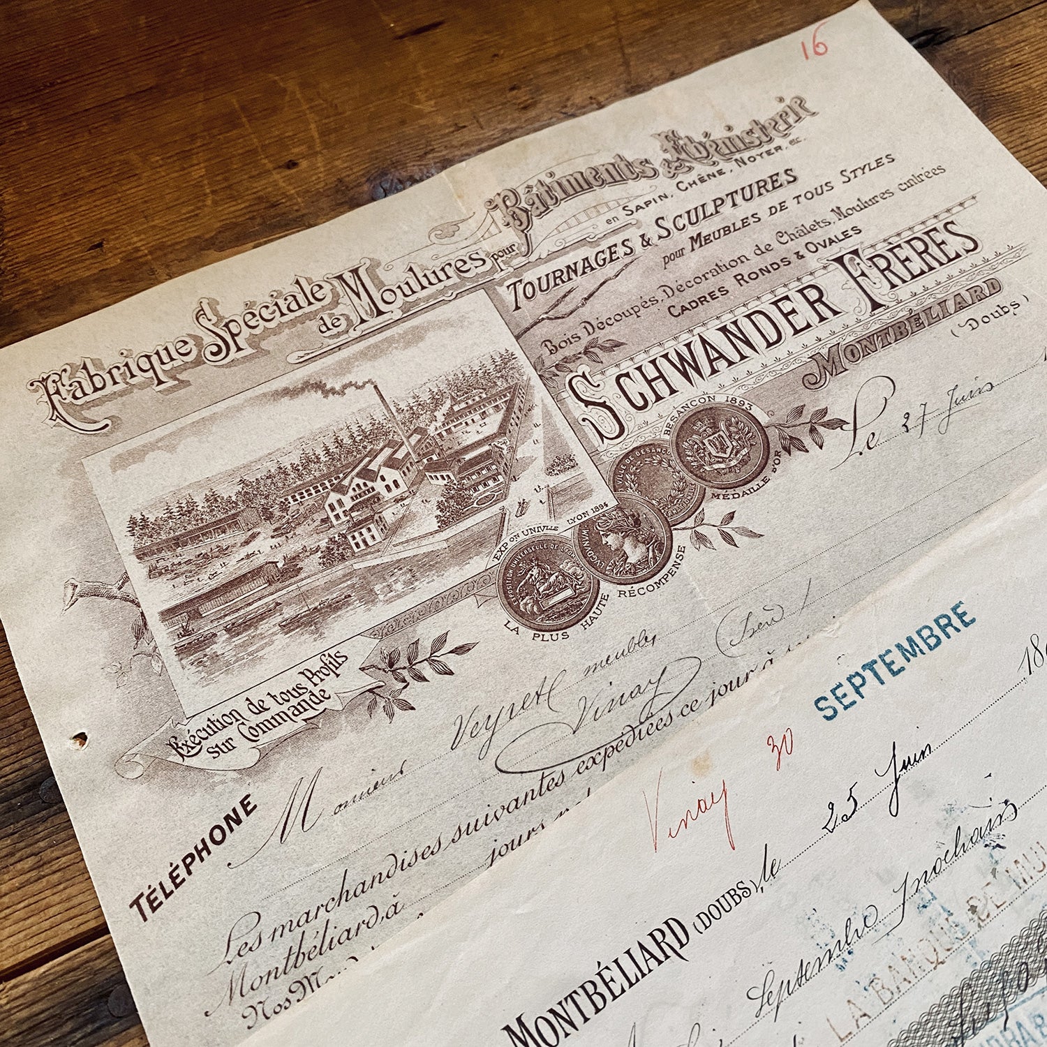 Schwander Frères  letterhead and check Schwander Frères  letterhead and check