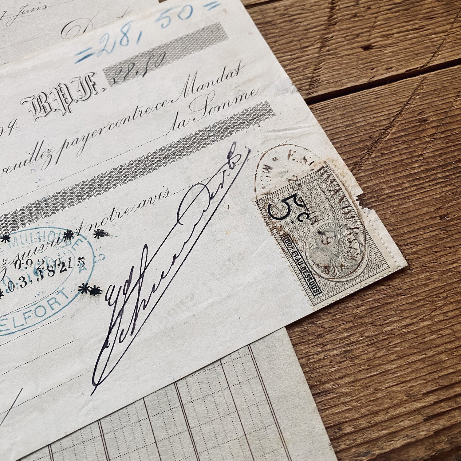 Schwander Frères  letterhead and check Schwander Frères  letterhead and check