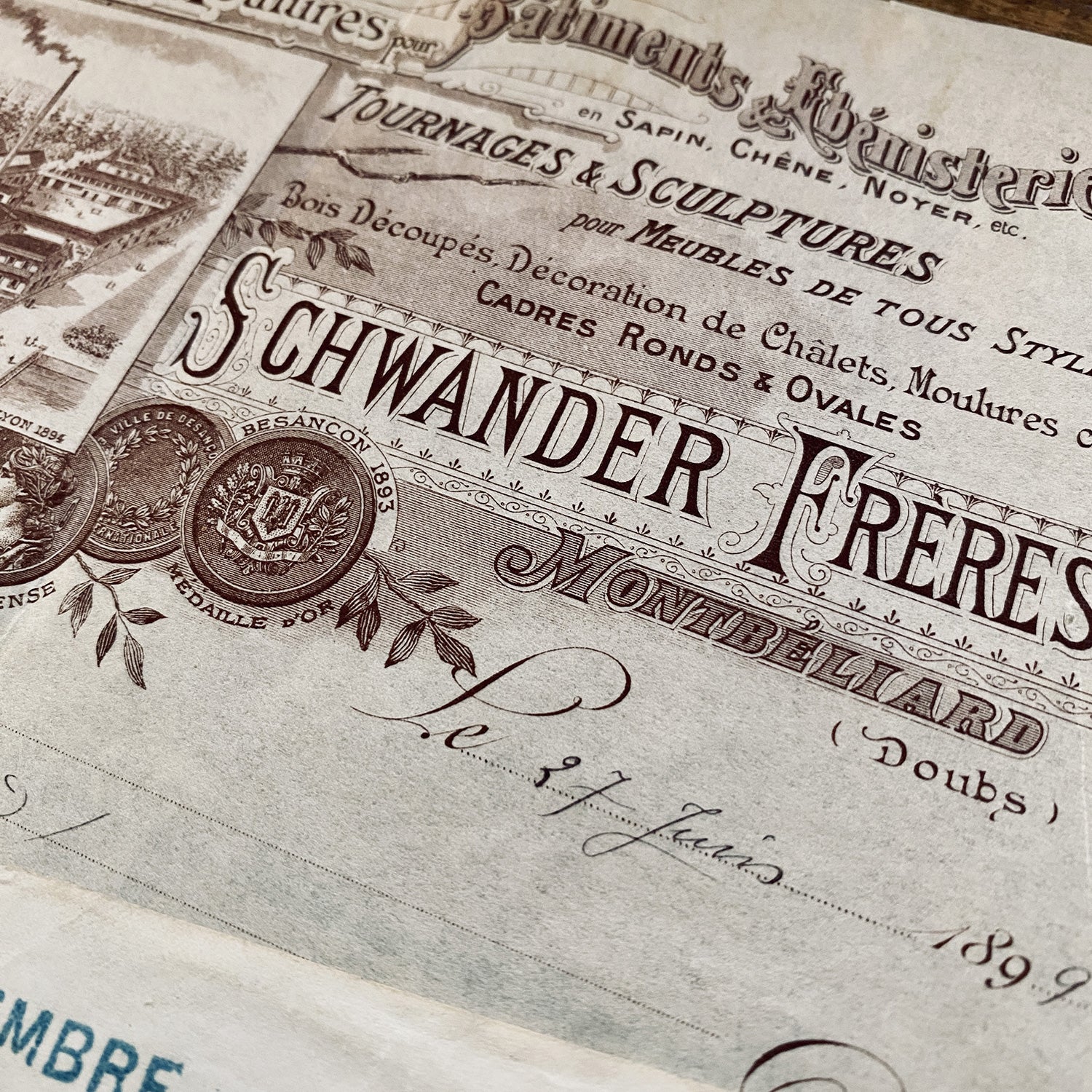 Schwander Frères  letterhead and check Schwander Frères  letterhead and check