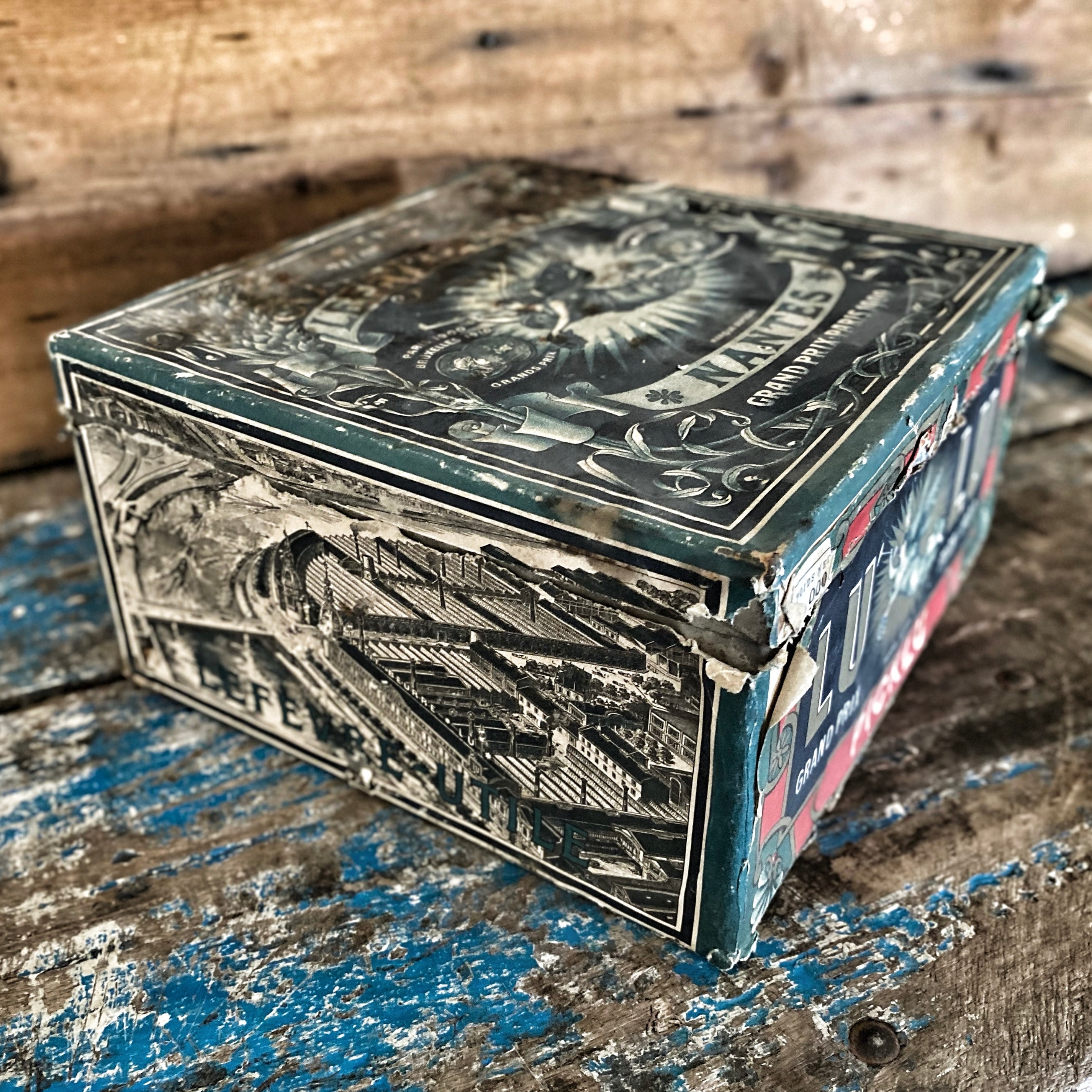 Very large LU original French Metal tin with paper Very large LU original French Metal tin with paper