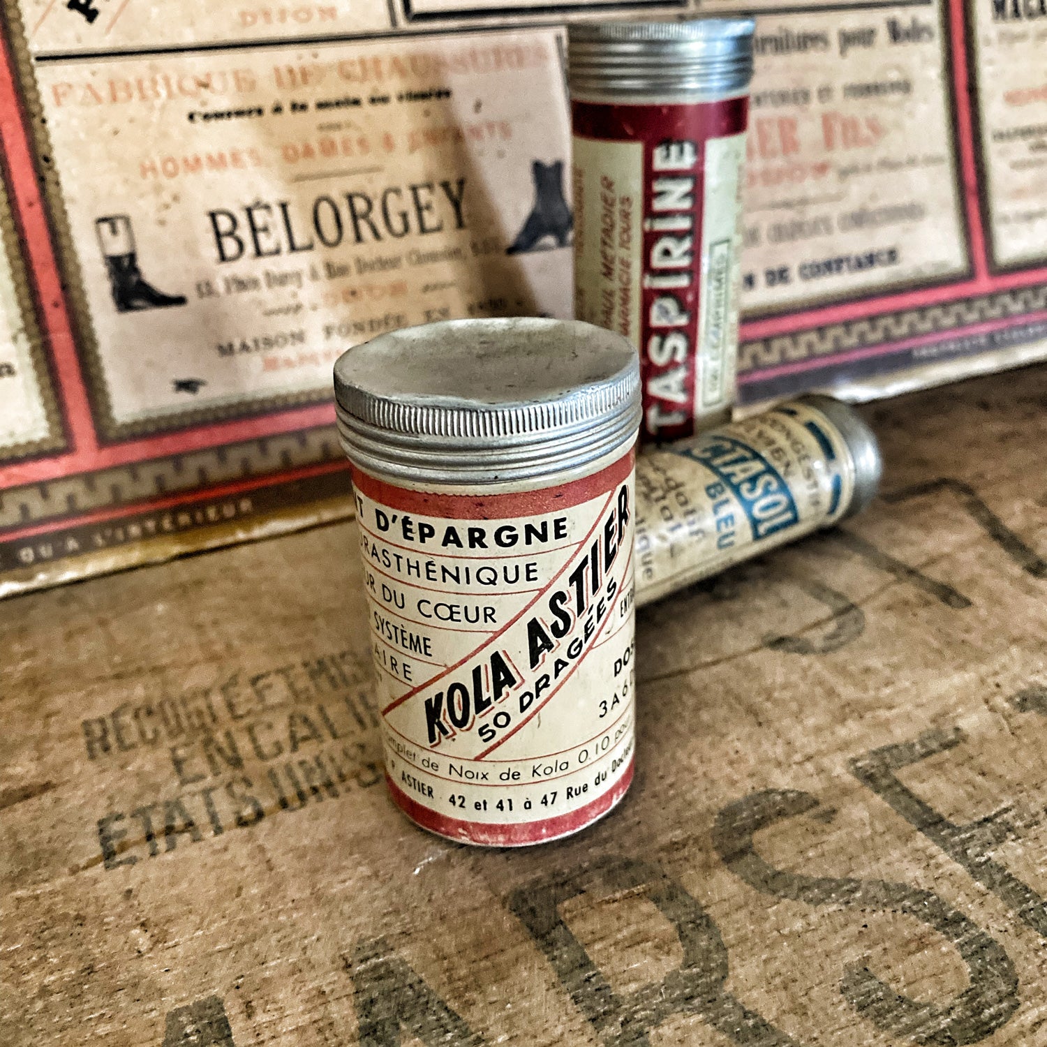 3 french small metal tube tins 3 french small metal tube tins