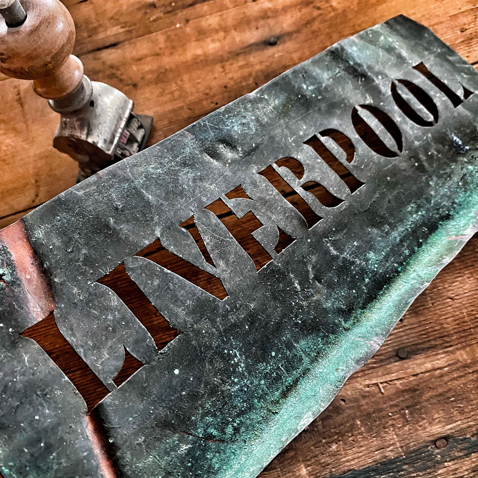 Copper stencil : LIVERPOOOL Copper stencil : LIVERPOOOL