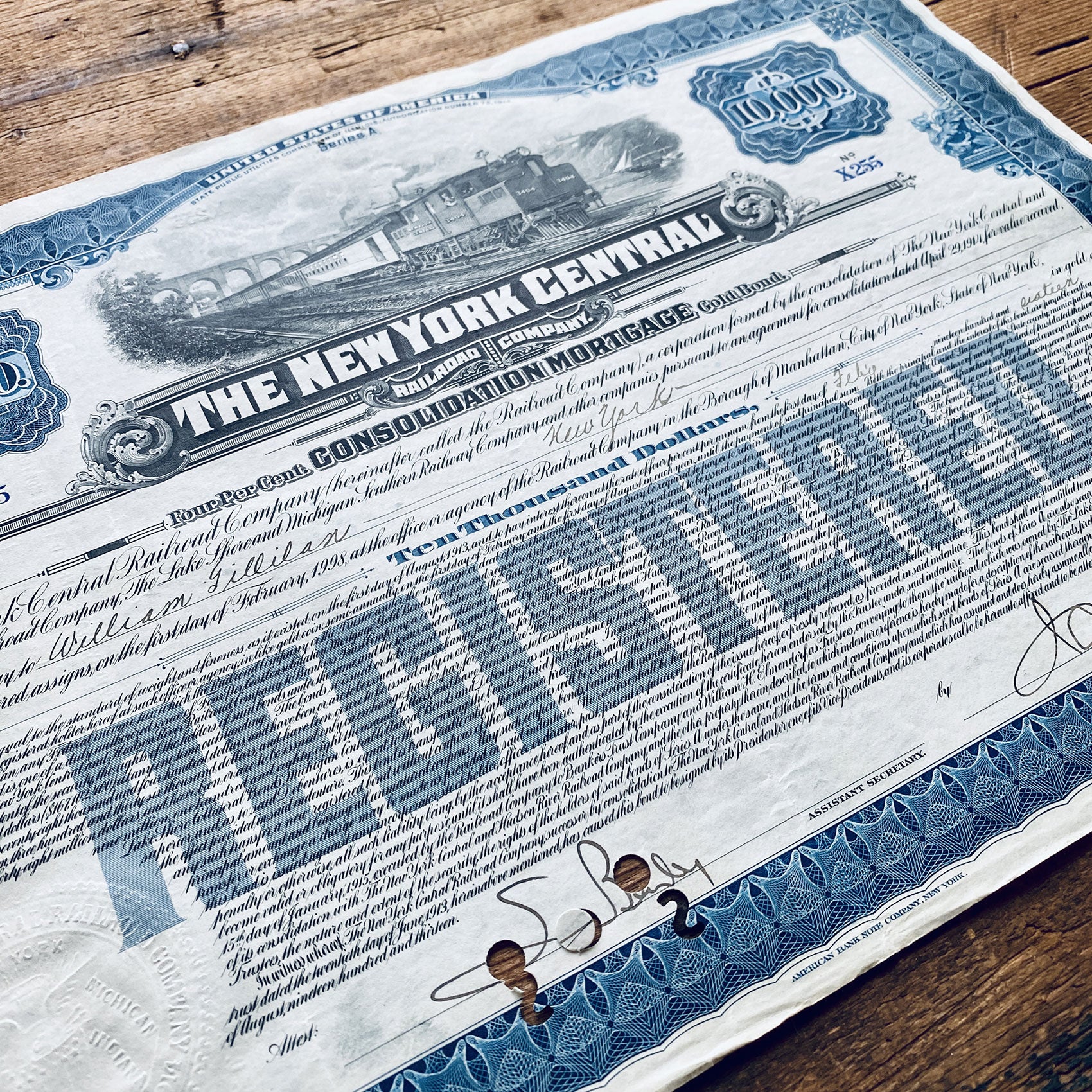 The New York Central Share Certificate - 1920s
