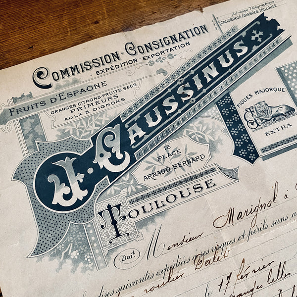 J.Caussinus letterhead and check