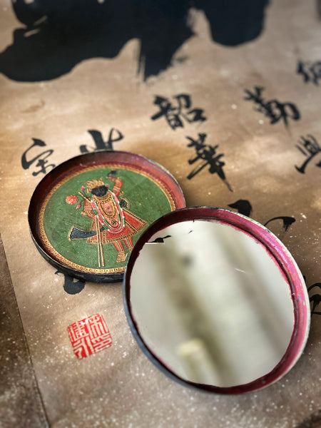 Indian Shrinathji Miniature Painting Round Box - IND 33