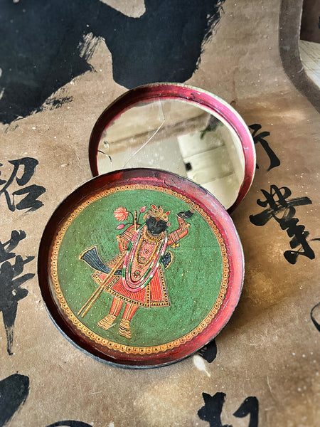 Indian Shrinathji Miniature Painting Round Box - IND 33