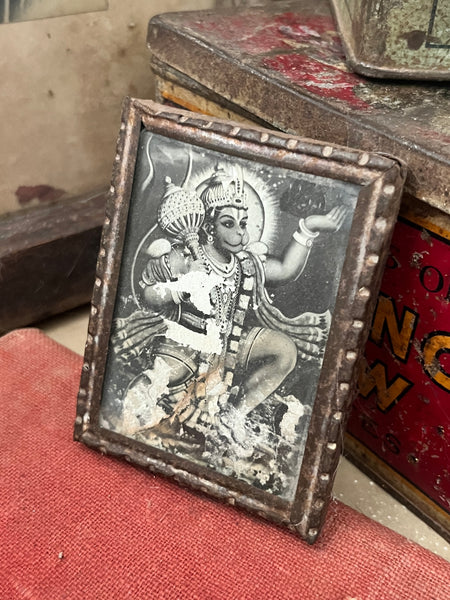 Tin framed Antique Devotional Print of Hanuman - IND 44