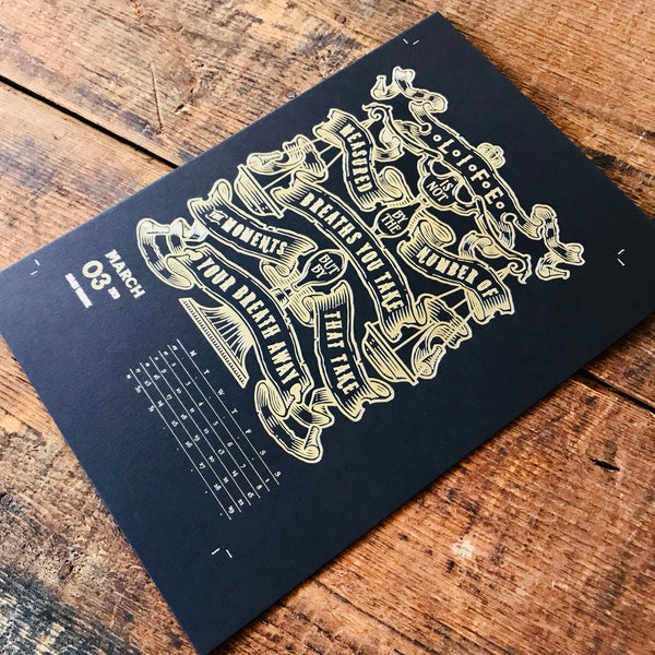 2020 letterpress calendar Artist's proof 03 - hot foil - MR CUP