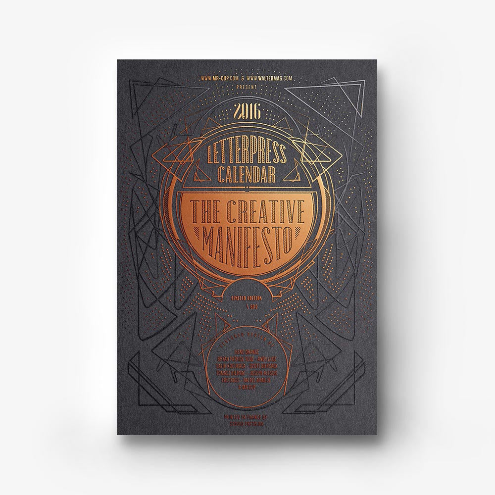 2016 Letterpress calendar copperplate edition - MR CUP